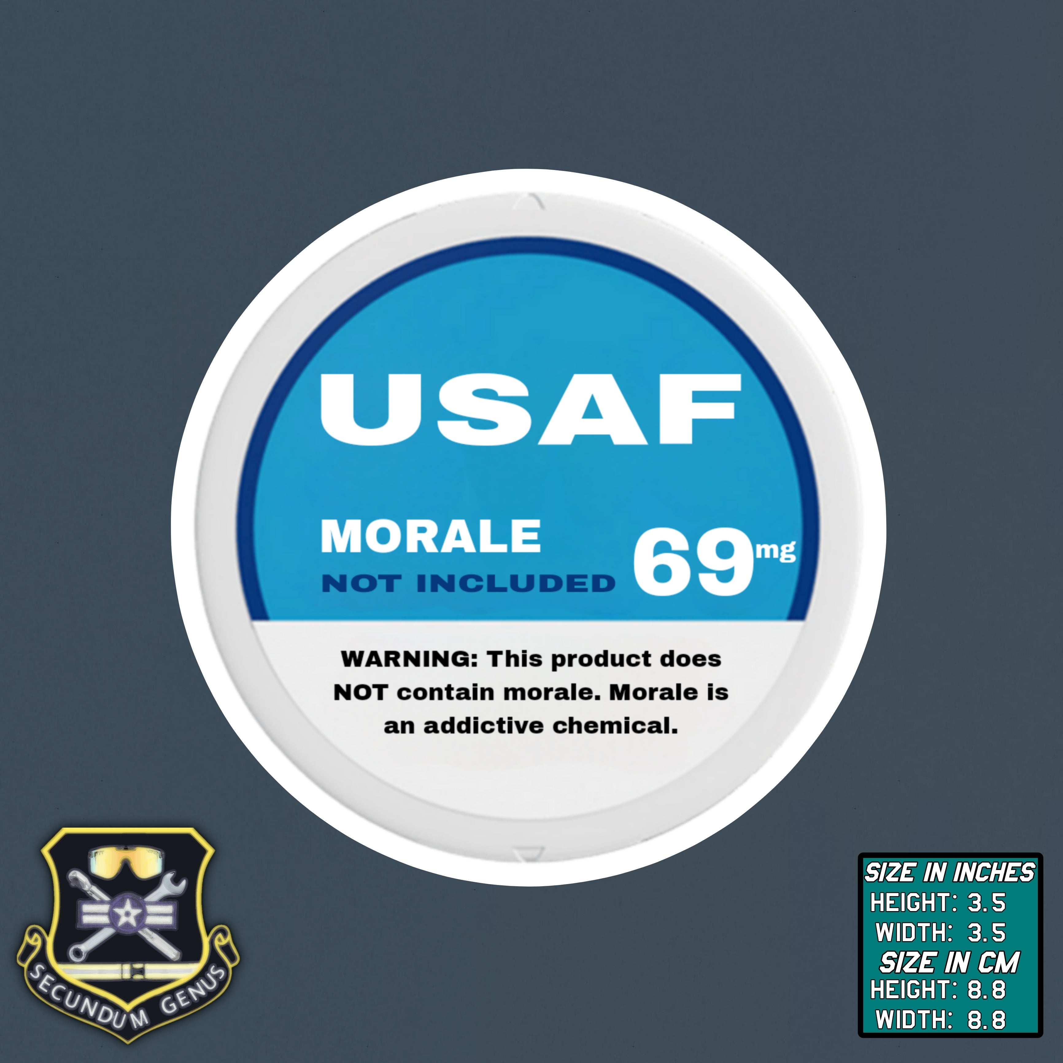 USAF ZYN CAN STICKER (MATTE/VINYL/WATERPROOF)